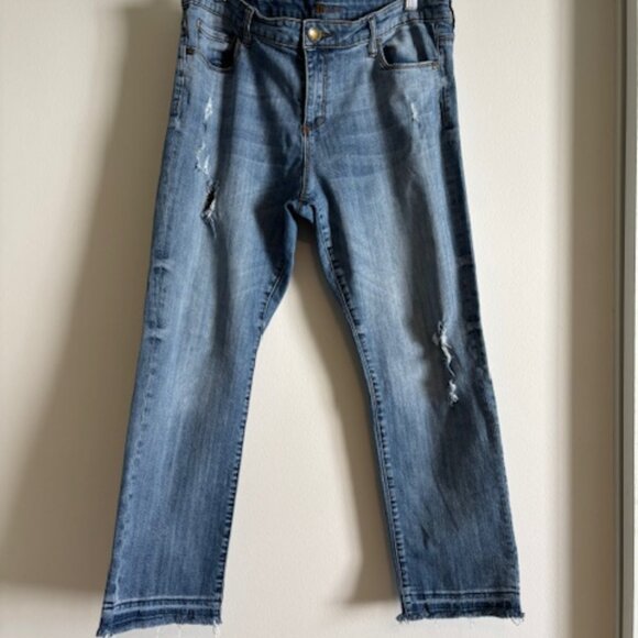 Kut From The Kloth Reese Ankle Straight Leg Distressed Raw Hem size 14 - Picture 1 of 5